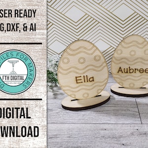 Easter Egg Shelf Sitter Laser Cut File, SVG Cut File, Paint Your Own Easter Egg Cut File, Glowforge Laser File, Laser Cut File