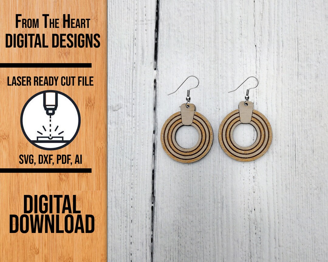 Round Target Earring Laser Cut SVG File Round Target Etsy
