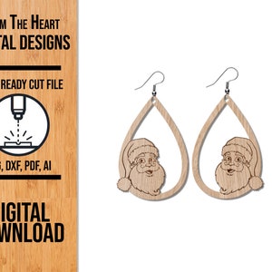 Santa Christmas Earrings SVG Laser Cut File (Digital Download)