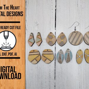 Geometrische boho-oorbel lasergesneden SVG-bestand (digitale download)