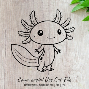 Cute Smiling Axolotl Commercial Use SVG Design