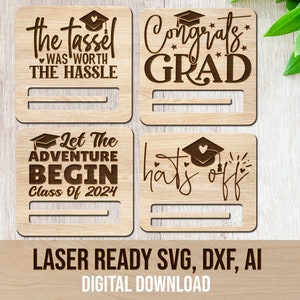 Paquete SVG de titular de dinero de graduación, titular de regalo de dinero de graduación, SVG de corte láser Glowforge, archivo de corte láser SVG de graduación