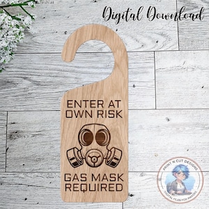 Geben Sie auf eigene Gefahr Badezimmer-Türhänger SVG ein: Laserschnittdatei (Digitaler Download)