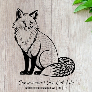 Beautiful Sitting Fox Instant Download SVG Design