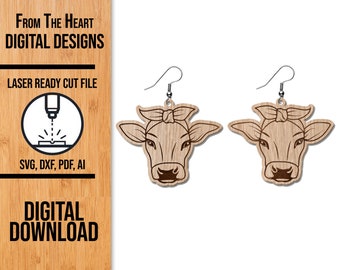 Cow Bandana Earrings SVG: Laser Cut File (Digital Download)