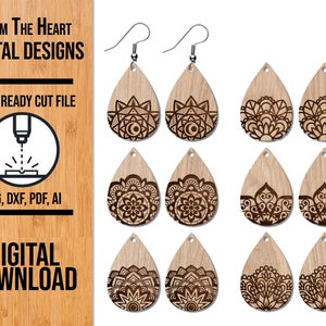 Mandala Earring Laser Cut SVG File, Glowforge Earring Cut File