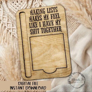 To Do List Sticky Note Pad Holder SVG Laser Cut File (Digital Download)