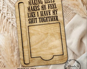 To Do List Sticky Note Pad Holder SVG Laser Cut File (Digital Download)
