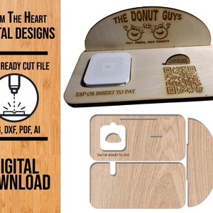Quadratische Dockingstation SVG Laser geschnitten Datei, Glowforge SVG, quadratische Reader Dockingstation, Laser SVG, Zahlungsstation Laserdatei