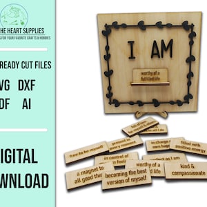 Archivo cortado con láser SVG de signo de afirmación intercambiable / Archivo cortado con láser SVG de afirmación diaria / Archivo cortado Glowforge / Archivo cortado con láser de afirmación / SVG