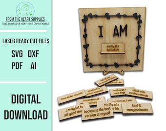Swappable Affirmation Sign SVG Laser Cut File: Daily Affirmations (Digital Download)