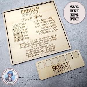 Farkle Board Game Laser Cut File SVG, DIY Dice Game Template, Family Game Night, Instant Download, Farkle Rules Included