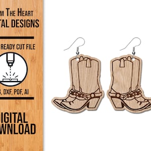 Cowboy Boot Earrings SVG: Laser Cut File (Digital Download)