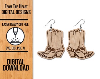 Cowboy Boot Earrings SVG: Laser Cut File (Digital Download)