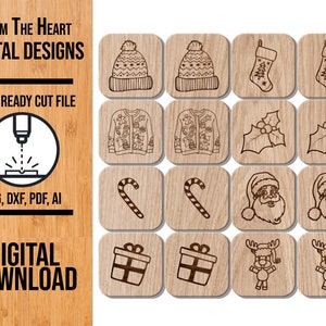 Arquivo de corte a laser SVG de jogo de memória de Natal, Glowforge SVG, jogo de memória de Natal, SVG a laser, arquivo a laser de jogo infantil