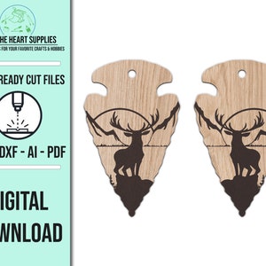 Deer Arrowhead Earring SVG Template | SVG Cut File | Earring Cut File | Glowforge Laser File | Laser Cut File | Digital File