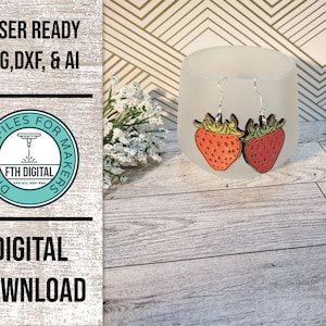 Strawberry Earring Laser Cut File: SVG, AI, DXF (Digital Download)
