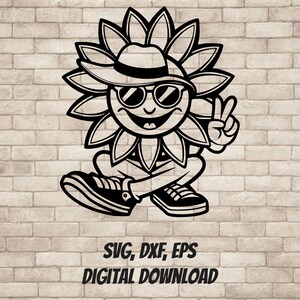 Elemento de diseño SVG con personaje de girasol hipster genial