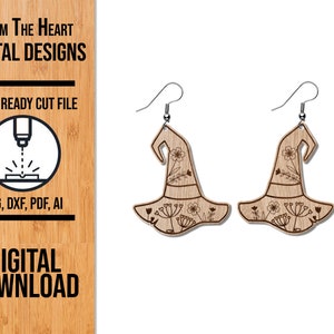 Boho Blumen Hexenhut Ohrring SVG Laser Cut Datei, Boho Hexenhut Glowforge Ohrringe, Laser Cut Datei, SVG Schnittdatei, Laser Ohrring Datei