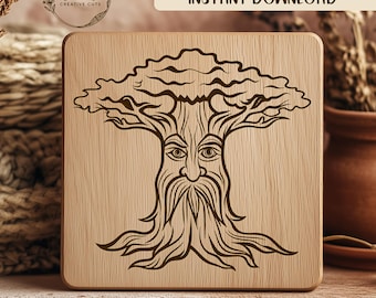 Majestic Old Tree Face Illustration SVG File Design Element