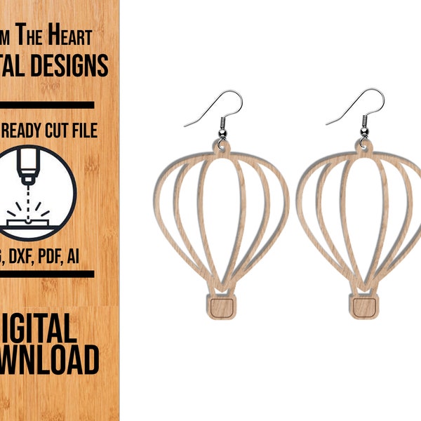 Hot Air Balloon Earring Laser Cut SVG File, Glowforge Earring Cut File