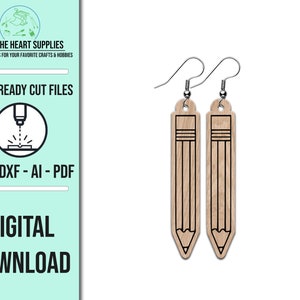 Number 2 Pencil Earring Template | SVG Cut File | Pencil Earring Cut File | Glowforge Laser File | Laser Cut File