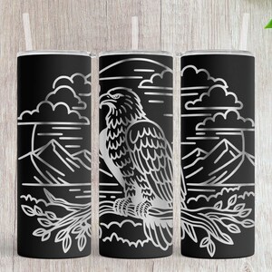 American Eagle Mountains Nature Art, Patriotic Wildlife Engraved Design, 20oz Skinny Tumbler SVG, Outdoors Laser Engrave Design