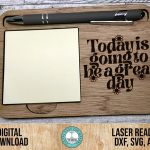 Positive Affirmation Sticky Note Pad Inhaber SVG Laser Cut File, Haftnotizblock Halter SVG, Glowforge Cut File, Notizblockhalter