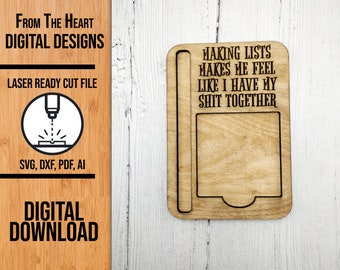 To Do List Sticky Note Pad Holder SVG Laser Cut File (Digital Download)