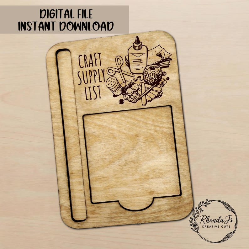 Sticky Note Pad Holder SVG: Craft Supply List Laser Cut File (Digital Download) image 2
