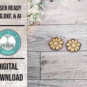 Daisy Earring Laser Cut SVG File, Daisy Glowforge Earring Cut File, Laser Cut SVG