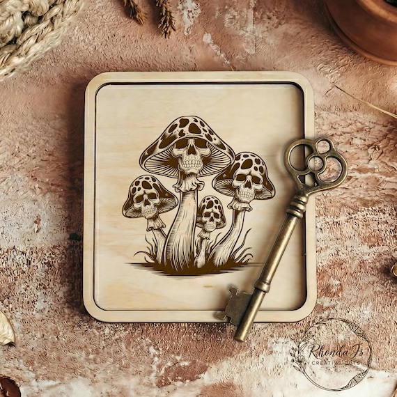 Skull Mushroom SVG File for Laser Engraving, Goth Art, Dark Humor