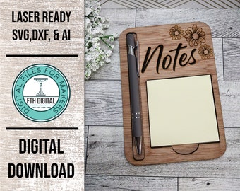 Sticky Note Pad Holder SVG Laser Cut File (Digital Download)