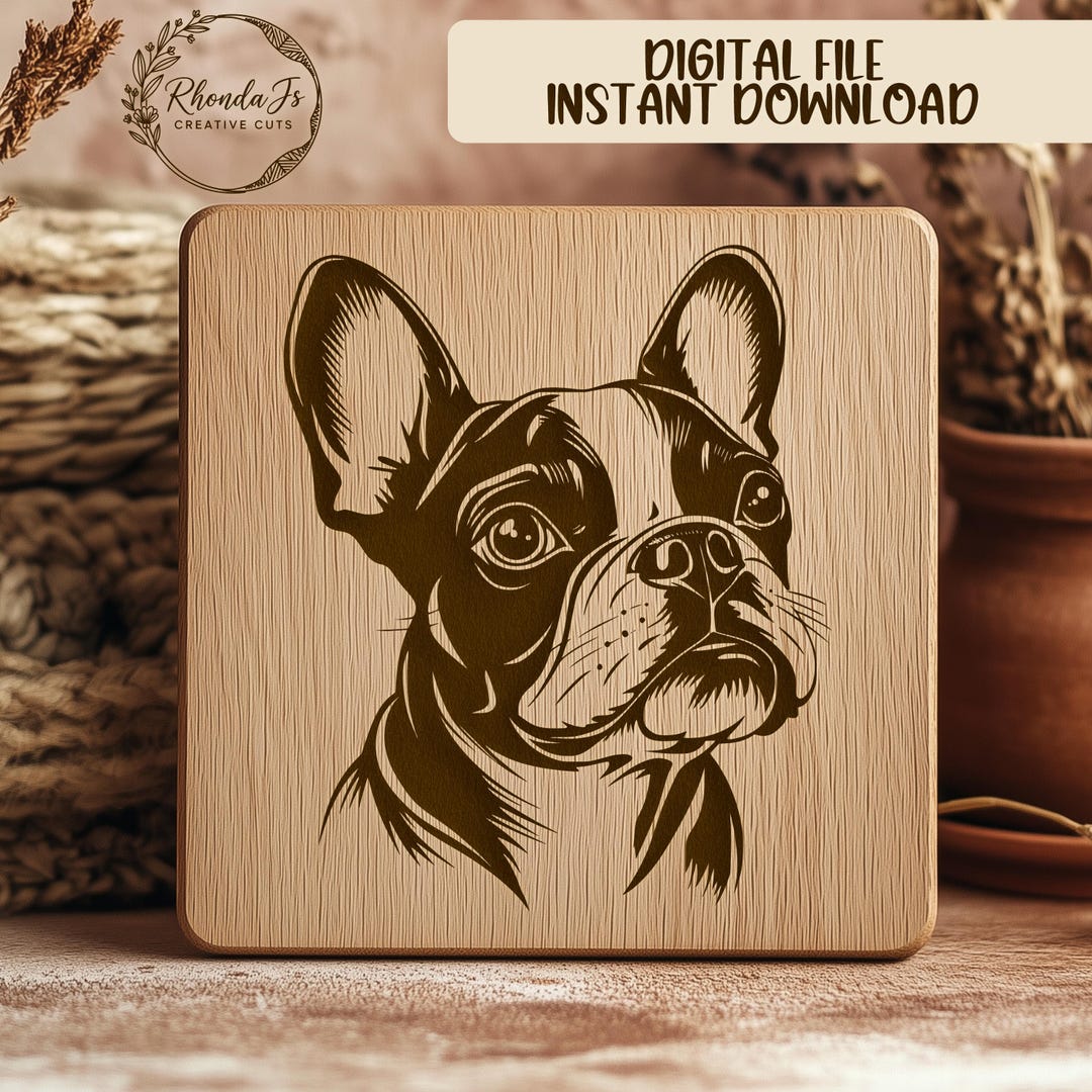 French Bulldog SVG Laser Engraving File, Cute Dog Vector Cut File, Pet ...