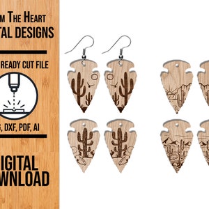 Cactus pijlpunt oorbellen SVG, cactus oorbellen SVG-bundel, Glowforge laser SVG, lasergesneden bestand, laser oorbellen bestand, Glowforge oorbellen