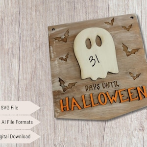 Halloween Countdown Calendar Laser Cut SVG, Bat & Ghost Designs, Perfect for Laser Crafters and Engravers