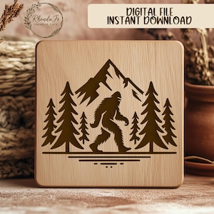 Bigfoot SVG File For Laser Engraving, Sasquatch Silhouette, Mountain Scene, Laser Cut File, Yeti Design, DIY Projects, Engraving Template