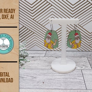 Shaka Santa orecchino taglio laser File SVG, file di taglio hawaiano Shaka Santa Glowforge orecchino, taglio laser SVG