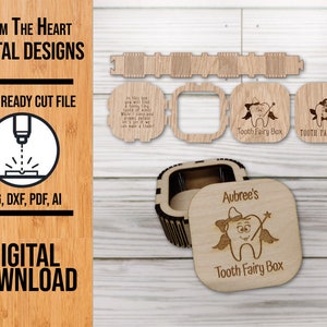 Fichier de découpe laser SVG boîte fée des dents, fichier Glowforge, fichier découpé au laser, boîte fée des dents, boîte à dents fille et garçon