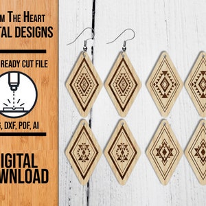 Boho diamanten oorbellen SVG-bundel: tribal lasergesneden bestand (digitale download)