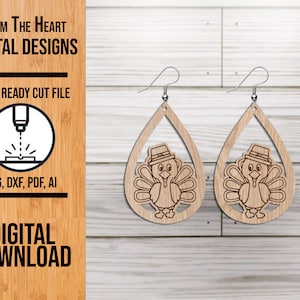 Turkey Teardrop SVG Laser Cut File, Turkey Teardrop Glowforge Earrings, Laser Cut File, SVG Cut File, Earring File