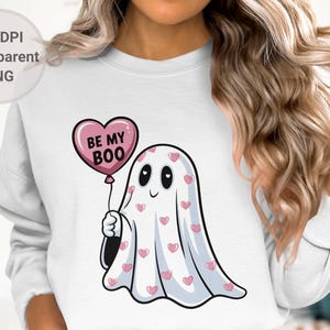 Be My Boo Ghost Sublimation Design, 300 dpi PNG, Cute Ghost Holding Balloon, Halloween Sublimation PNG, Instant Download