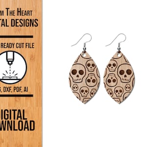 Skull Earrings SVG Laser Cut File (Digital Download)
