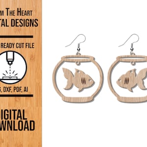 Fish Bowl Earring SVG Laser Cut File, Fish Bowl Glowforge Earrings, Laser Cut File, SVG Cut File, Laser Earring File