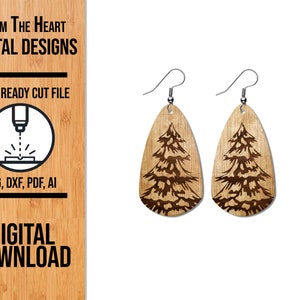 Dennenboom kerstoorbellen SVG-lasergesneden bestand (digitale download)