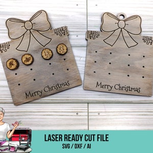 Earring Card Christmas SVG Laser Cut File, Earring Card SVG, Laser Cut Earring Card SVG, Earring Card Ornament Svg, Glowforge