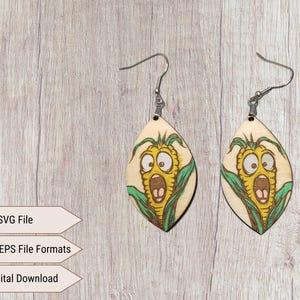 Laser Cut Earring SVG, Funny Corn Ear Design, Unique Jewelry SVG, Digital Cutting File, DIY Earrings, Instant Download