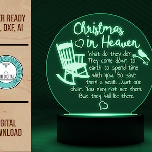 Noël au paradis bord éclairé acrylique veilleuse fichier SVG découpé au laser, fichier lumineux Glowforge, veilleuse SVG, veilleuse de Noël au paradis