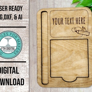 Archivo SVG cortado con láser para sujetar notas adhesivas con marco de lápiz, archivo SVG cortado con láser para sujetar notas adhesivas con marco de lápiz, archivo cortado Glowforge, sujetar notas adhesivas