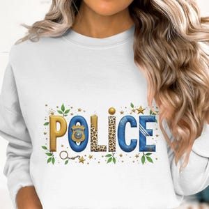 Police Badge Stars Leopard Print 300DPI Tansparent PNG Sublimation Design